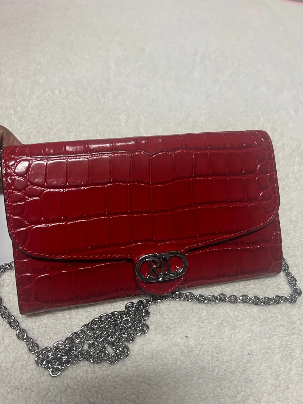 Lauren Ralph Lauren Adair Croc-Embossed Leather Crossbody